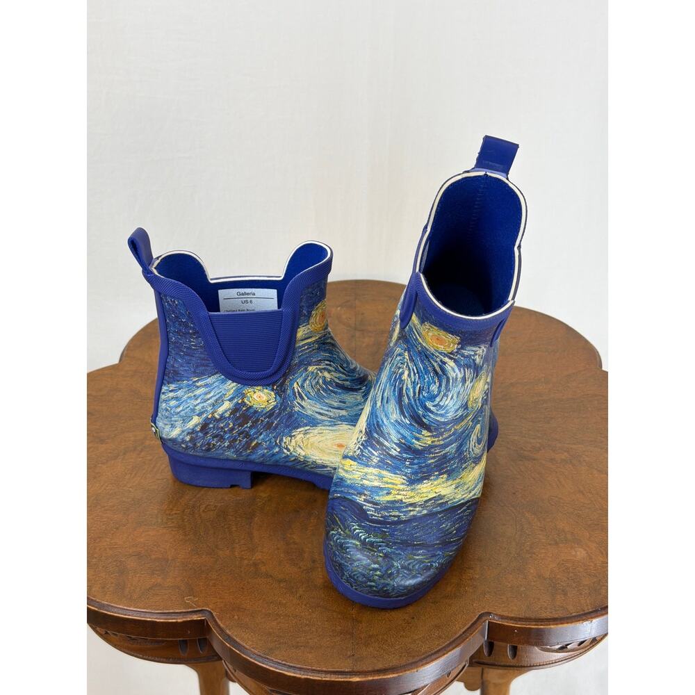NIB Galleria Rain Boot Van Gogh Starry Night Chelsea Rainboot #0598 SZ 8